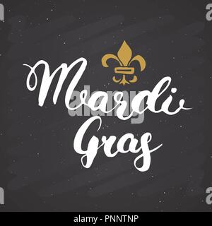 Mardi Gras kalligrafischen Schrift. Typografische Grußkarte Design. Kalligraphie Schrift für den Urlaub wünscht. Handgezeichneten Schriftzug Text Vector illu Stock Vektor