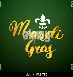 Mardi Gras kalligrafischen Schrift. Typografische Grußkarte Design. Kalligraphie Schrift für den Urlaub wünscht. Handgezeichneten Schriftzug Text Vector illu Stock Vektor