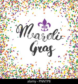 Mardi Gras kalligrafischen Schrift. Typografische Grußkarte Design. Kalligraphie Schrift für den Urlaub wünscht. Handgezeichneten Schriftzug Text Vector illu Stock Vektor