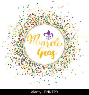 Mardi Gras kalligrafischen Schrift. Typografische Grußkarte Design. Kalligraphie Schrift für den Urlaub wünscht. Handgezeichneten Schriftzug Text Vector illu Stock Vektor