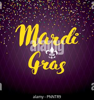 Mardi Gras kalligrafischen Schrift. Typografische Grußkarte Design. Kalligraphie Schrift für den Urlaub wünscht. Handgezeichneten Schriftzug Text Vector illu Stock Vektor