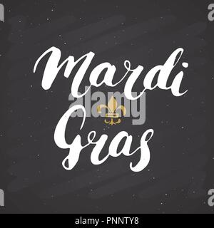 Mardi Gras kalligrafischen Schrift. Typografische Grußkarte Design. Kalligraphie Schrift für den Urlaub wünscht. Handgezeichneten Schriftzug Text Vector illu Stock Vektor