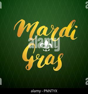 Mardi Gras kalligrafischen Schrift. Typografische Grußkarte Design. Kalligraphie Schrift für den Urlaub wünscht. Handgezeichneten Schriftzug Text Vector illu Stock Vektor