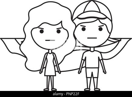 Cartoon wütend Paar auf dem Feld kawaii Zeichen Stock Vektor