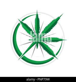 Cannabis Kompass 3D Navigations Adventure Vektor Symbol Grafik Logo Design Template Stock Vektor