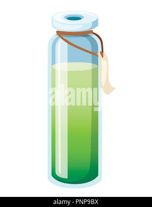 Mit trank Flasche. Spiel Symbol der Magie Elixir. Grüne trank Flachbild-Symbol. Gift oder Magic Elixir. Vector Illustration auf weißem Hintergrund. Stock Vektor