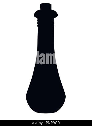 Schwarze Silhouette. Mit trank Flasche. Spiel Symbol der Magie Elixir. Gesundheit, Gift, Mana oder Zaubertrank flachbild Symbol Elixir. Vector Illustration isoliert o Stock Vektor