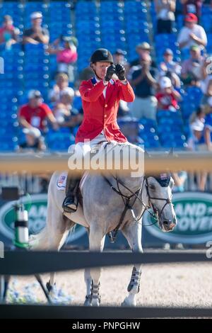 North Carolina, USA. Sept 2018 21. McLain Ward. Clinta. USA. . Show Jumping Team & einzelne Meisterschaft. Tag 10. World Equestrian Games. WEG 2018 Tryon. North Carolina. USA. 21.09.2018. Credit: Sport in Bildern/Alamy leben Nachrichten Stockfoto