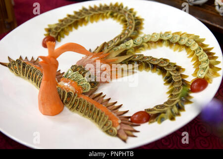 Huainan, China. 21 Sep, 2018. Foto an Sept. 21, 2018 zeigt tofu Gerichte in einem Kochwettbewerb in Huainan, China City, der ostchinesischen Provinz Anhui. Den tofu Kochwettbewerb, mit der Teilnahme von mehr als 300 tofu Gerichte in verschiedenen Stilen, weg am Freitag trat. Credit: Chen Bin/Xinhua/Alamy leben Nachrichten Stockfoto