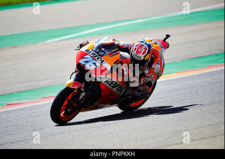 Alcaniz, Spanien. 22. September 2018, Ciudad del Motor de Aragon Alcaniz, Spanien; Motorradfahren MotoGP von Aragon, Qualifikation; Dani Pedrosa der Repsol Honda Motogp Team in Aktion während der freien Praxis 4 Credit: Aktion Plus Sport Bilder/Alamy leben Nachrichten Stockfoto