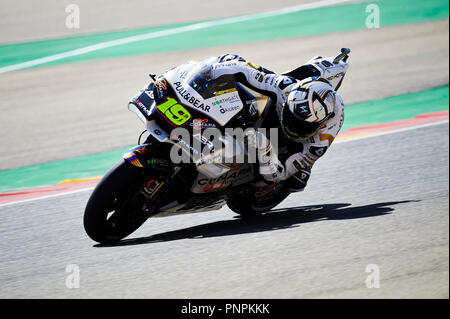 Alcaniz, Spanien. 22. September 2018, Ciudad del Motor de Aragon Alcaniz, Spanien; Motorradfahren MotoGP von Aragon, Qualifikation; Alvaro Bautista der Angel Nieto Motogp Team in Aktion während der freien Praxis 4 Credit: Aktion Plus Sport Bilder/Alamy leben Nachrichten Stockfoto