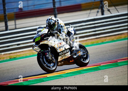 Alcaniz, Spanien. 22. September 2018, Ciudad del Motor de Aragon Alcaniz, Spanien; Motorradfahren MotoGP von Aragon, Qualifikation; Alvaro Bautista der Angel Nieto Motogp Team in Aktion während der freien Praxis 4 Credit: Aktion Plus Sport Bilder/Alamy leben Nachrichten Stockfoto