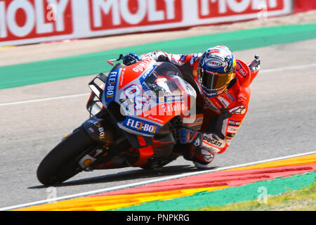 Alcaniz, Spanien. 22. September 2018. ANDREA DOVIZIOSO (4) von Italien und Ducati Team während der MOTO GP Qualifying der Grand Prix im Motorland Aragon Rennbahn in Alcañiz, Spanien am 22. September 2018 (Foto: Alvaro Sanchez) Credit: CORDON PRESSE/Alamy leben Nachrichten Stockfoto