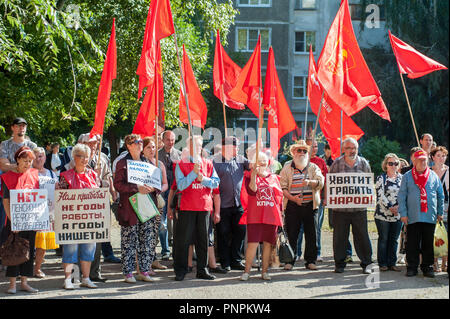 Tambow, Tambow, Russland. 22 Sep, 2018. Die dritte Stufe des russischen Protest gegen die Rentenreform, die von der Kommunistischen Partei organisiert, in Tambow Credit: Demian Stringer/ZUMA Draht/Alamy leben Nachrichten Stockfoto