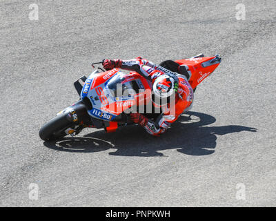 Alcaniz, Spanien. 22. September 2018. JORGE LORENZO (99) von Spanien und Ducati Team während der MOTO GP Qualifying der Grand Prix im Motorland Aragon Rennbahn in Alcañiz, Spanien am 22. September 2018 (Foto: Alvaro Sanchez) Credit: CORDON PRESSE/Alamy leben Nachrichten Stockfoto