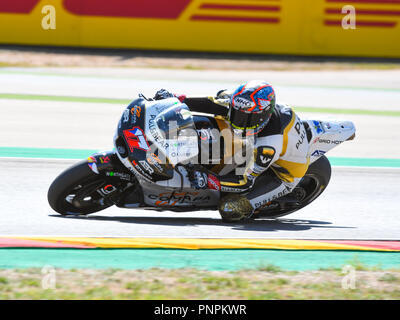 Alcaniz, Spanien. 22. September 2018. KAREL ABRAHAM (17) der Tschechischen Republik, und Angel Nieto Team während der MOTO GP Qualifying der Grand Prix im Motorland Aragon Rennbahn in Alcañiz, Spanien am 22. September 2018 (Foto: Alvaro Sanchez) Credit: CORDON PRESSE/Alamy leben Nachrichten Stockfoto