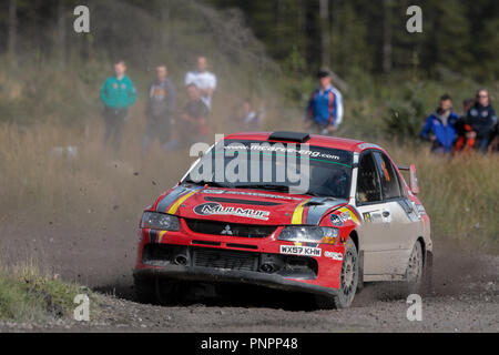 Omagh, Irland. Samstag, 22. September 2018. Patrick O'Brien und Stephen O'Brien (Mitsubishi Evo), die in Aktion Quelle: Graham Service/Alamy leben Nachrichten Stockfoto