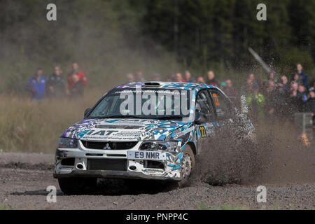 Omagh, Irland. Samstag, 22. September 2018. Darren McKelvey und Aaron Johnston (mitsubushi Evo 9) in Aktion Quelle: Graham Service/Alamy leben Nachrichten Stockfoto