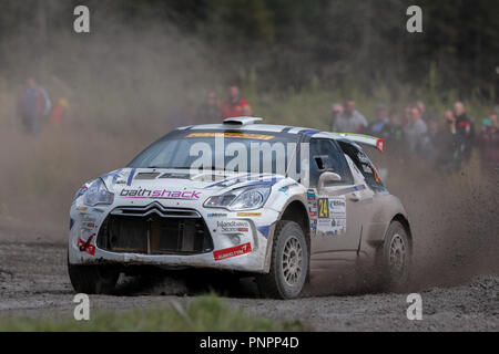 Omagh, Irland. Samstag, 22. September 2018. Niall Henry und Danien Duffin (Citroen DS3 R5), die in Aktion Quelle: Graham Service/Alamy leben Nachrichten Stockfoto