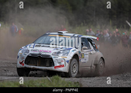 Omagh, Irland. Samstag, 22. September 2018. Niall Henry und Danien Duffin (Citroen DS3 R5), die in Aktion Quelle: Graham Service/Alamy leben Nachrichten Stockfoto