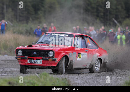 Omagh, Irland. Samstag, 22. September 2018. David Crossen und Aileen Kelly (Ford Escort MK2), die in Aktion Quelle: Graham Service/Alamy leben Nachrichten Stockfoto