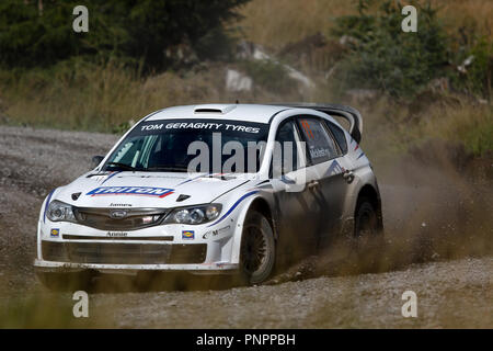 Omagh, Irland. Samstag, 22. September 2018. Kenny McKinstry und Noel Orr (Subaru Impreza S14) behaupten, Platz 12 Insgesamt Quelle: Graham Service/Alamy leben Nachrichten Stockfoto