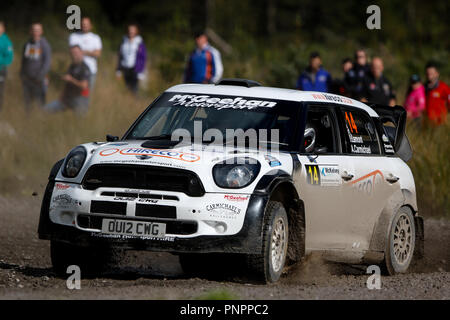 Omagh, Irland. Samstag, 22. September 2018. Alan Carmichael und Ivor Lamont (Mini WRC) Ende in der 11. Platz in der Gesamtwertung der Credit: Graham Service/Alamy leben Nachrichten Stockfoto