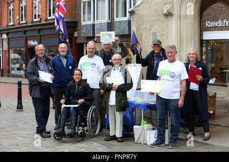 Chichester, West Sussex, UK. Eine Gruppe sammeln von Unterschriften in Chichester Innenstadt ein 'Völker Stimme" auf der abschließenden Brexit Angebot zu verlangen. Samstag, 22.September 2018 © Sam Stephenson/Alamy Leben Nachrichten. Stockfoto