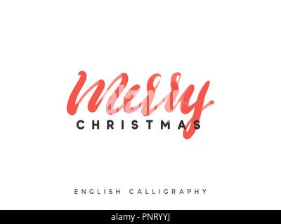 Text frohe Weihnachten. Weihnachten Hand gezeichnet Kalligraphie Schrift. Stock Vektor