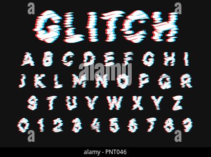 Glitch Font. Digitale Buchstaben. Trendigen stil Schriftzug Typ Stock Vektor
