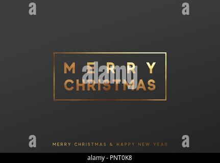 Frohe Weihnachten gold Schriftzug in einem Rahmen Hintergrund. Stock Vektor