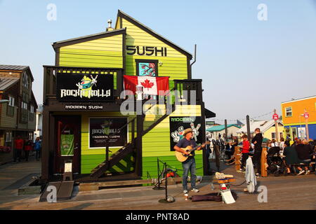 Colouful Gebäude am Fishermans Wharf, Victoria, Vancouver Island, BC, Kanada Stockfoto