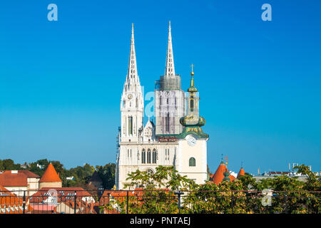 Kathedrale in Zagreb, Kroatien, Blick von der Oberstadt Stockfoto