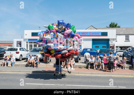 Abergele Karneval und Schicksal 14. Juli 2018 an der Küste von Nordwales Stockfoto