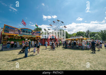 Abergele Karneval und Schicksal 14. Juli 2018 an der Küste von Nordwales Stockfoto