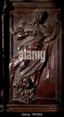 SAN MARCOS - las mejores DEL CORO ALTO DE LA CATEDRAL DE TOLEDO - SIGLO XVI-RENACIMIENTO ESPAÑOL. Autor: BERRUGUETE, Alonso. Lage: CATEDRAL - CORO ALTO. Toledo. Spanien. Stockfoto