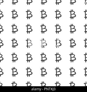 Bitcoin zeichen Symbol Pinsel Schriftzug nahtlose Muster, Grunge kalligrafischen Symbole Hintergrund, Vector Illustration. Stock Vektor
