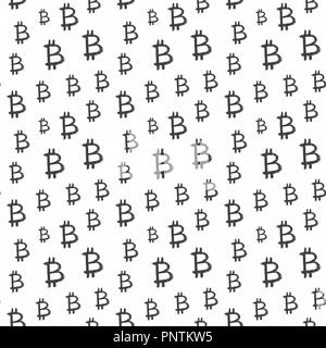 Bitcoin zeichen Symbol Pinsel Schriftzug nahtlose Muster, Grunge kalligrafischen Symbole Hintergrund, Vector Illustration. Stock Vektor