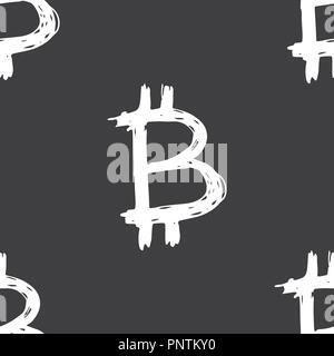 Bitcoin zeichen Symbol Pinsel Schriftzug nahtlose Muster, Grunge kalligrafischen Symbole Hintergrund, Vector Illustration. Stock Vektor