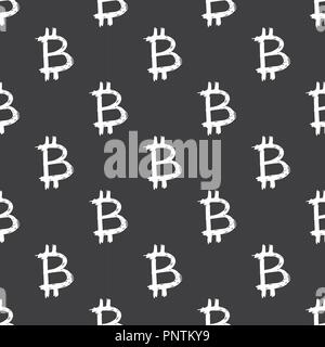 Bitcoin zeichen Symbol Pinsel Schriftzug nahtlose Muster, Grunge kalligrafischen Symbole Hintergrund, Vector Illustration. Stock Vektor