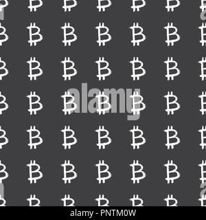 Bitcoin zeichen Symbol Pinsel Schriftzug nahtlose Muster, Grunge kalligrafischen Symbole Hintergrund, Vector Illustration. Stock Vektor