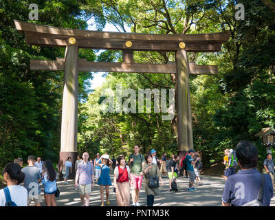 Tokio, Japan. September 8, 2018. Menschen zu Fuß im Yoyogi Park in Harajuku. Stockfoto