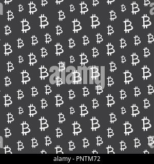 Bitcoin zeichen Symbol Pinsel Schriftzug nahtlose Muster, Grunge kalligrafischen Symbole Hintergrund, Vector Illustration. Stock Vektor