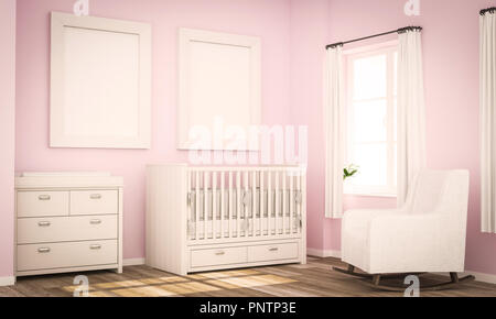 Zwei weiße Frames mockup auf Rosa Zimmer Stockfoto