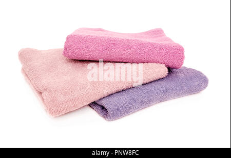 Frotteetücher isoliert auf weißem Hintergrund. Close-up. Stockfoto