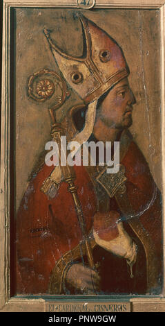 RETRATO DEL CARDENAL CISNEROS - SIGLO XVI - 55 x 30 - TAMBIEN ATRIBUIDO EIN JUAN CORREA. Autor: COMONTES FRANCISCO DE. Lage: MUSEO HOSPITAL DE SANTA CRUZ. Toledo. Spanien. Stockfoto