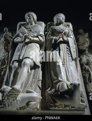 MAUSOLEO REAL-SEPULCRO DE FELIPE EL HERMOSO Y JUANA LA LOCA - 1517 - ESCULTURA RENACENTISTA. Autor: FANCELLI DOMENICO/ORDOÑEZ BARTOLOME. Lage: CATEDRAL - Capilla Real - Interieur. GRANADA. Spanien. Stockfoto