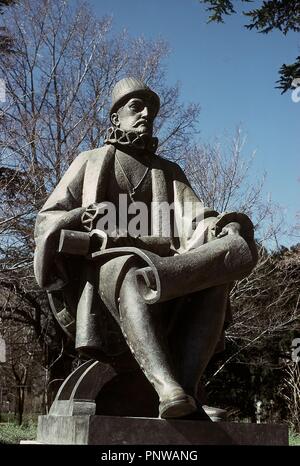 ESTATUA DE Felipe II. Lage: an der Außenseite. SAN LORENZO DEL ESCORIAL. MADRID. Spanien. Stockfoto