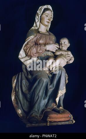 VIRGEN DE BELEN - SIGLO XVI-ESCULTURA EN BARRO COCIDO Y POLICROMADO. Autor: PIETRO TORRIGIANO PIETRO/TORRIGIANI. Lage: das Museo DE BELLAS ARTES - CONVENTO DE LA MERCED CALZAD. Sevilla. Sevilla. Spanien. Stockfoto