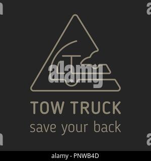 Abschleppwagen Symbol isoliert Vektor. Vektor Abschleppwagen Symbol für Logo isoliert, Branding. Abschleppen lkw-Symbol für Zeichen, Website isoliert, werben. Line Art vector Abschleppen lkw-Symbol, Etikett, Symbol Stock Vektor